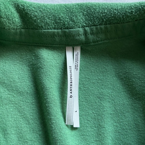 Anthropologie Green Terry Button Front Top L | Relaxed Soft Casual - Picture 4 of 8